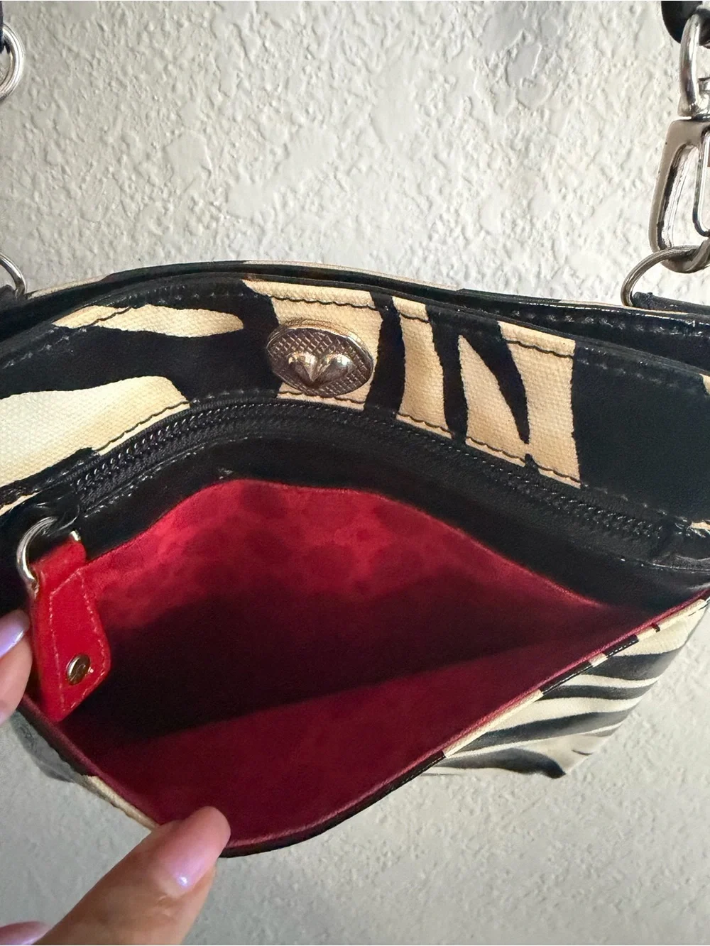 Brighton Zebra Print Crossbody Bag with Black Trim